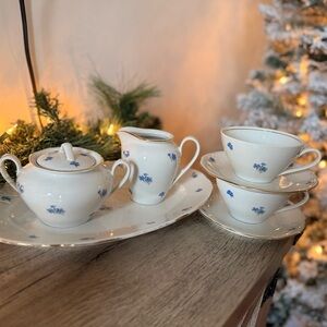 Vintage Bavaria Germany Blue Floral Tea Set – 7-Piece Complete Setting